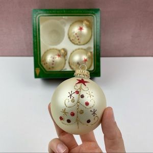 Vintage Christmas By Krebs Glitter Gold Sparkle Christmas Tree Ornaments